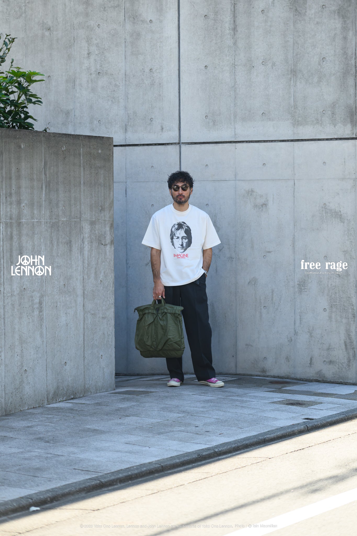 【John Lennon×free rage】Portrait リサイクルコットン半袖Tシャツ