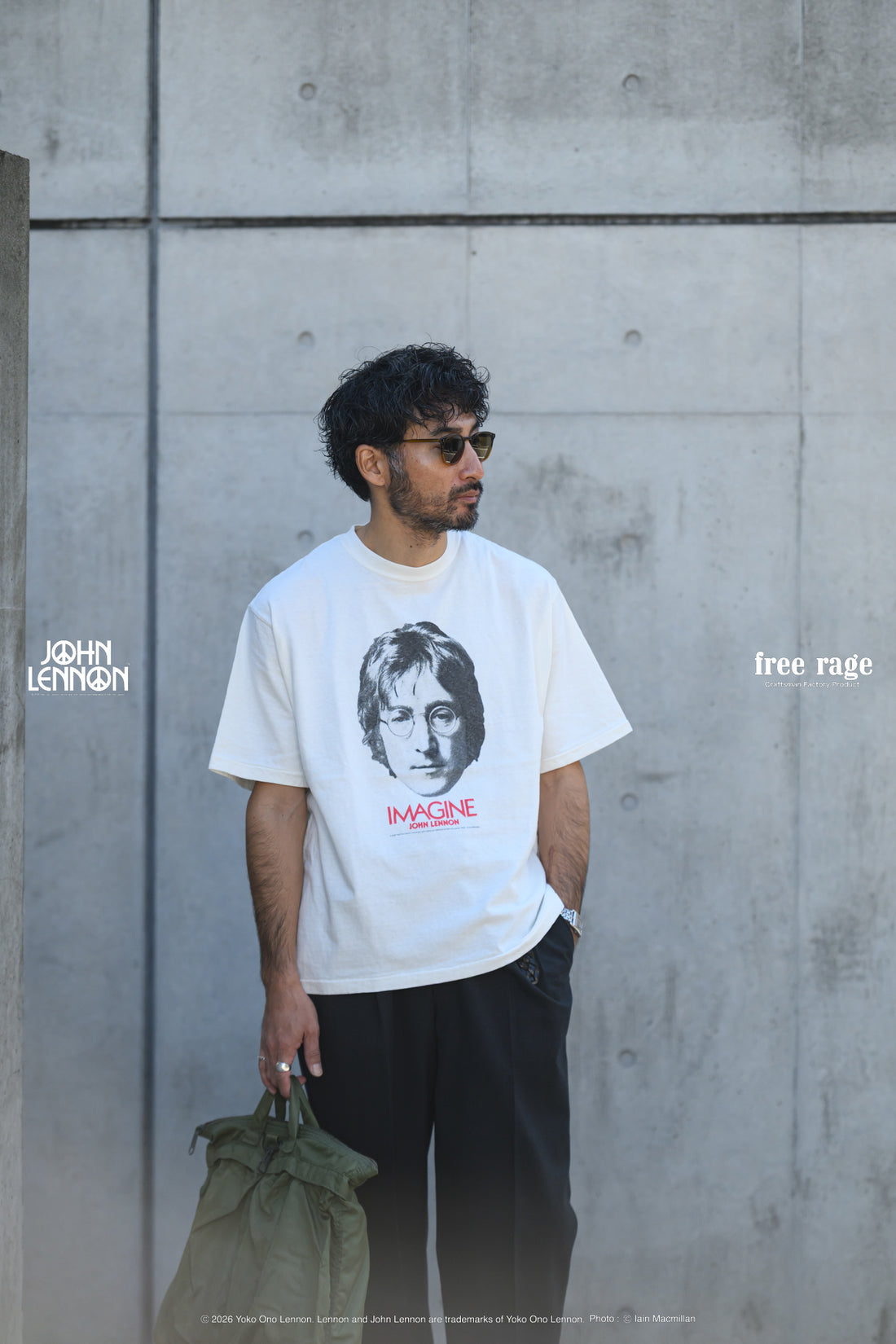 【John Lennon×free rage】Portrait リサイクルコットン半袖Tシャツ