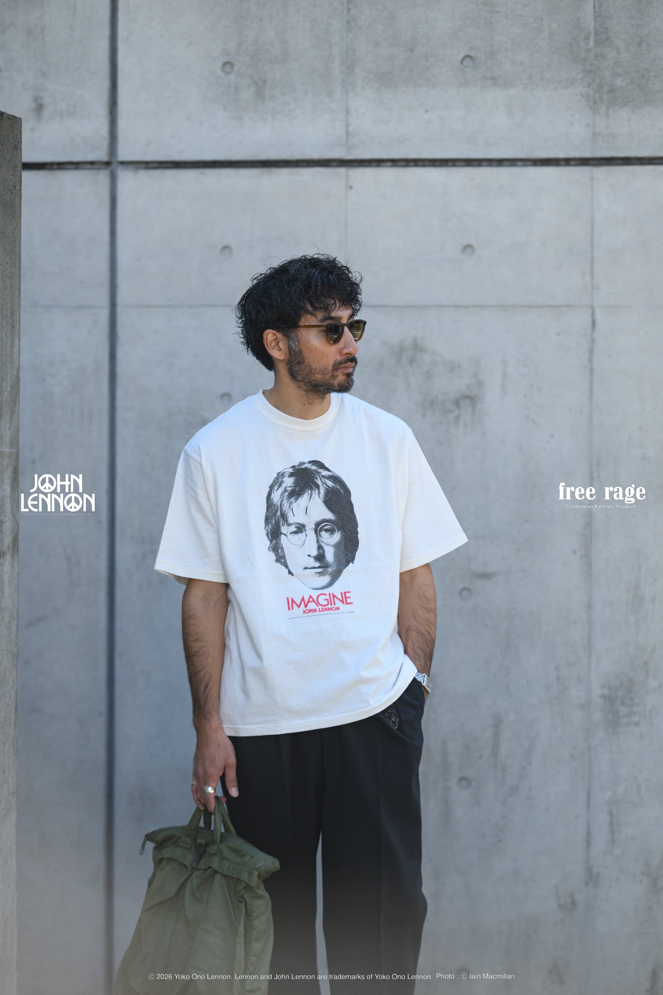【John Lennon×free rage】Portrait リサイクルコットン半袖Tシャツ