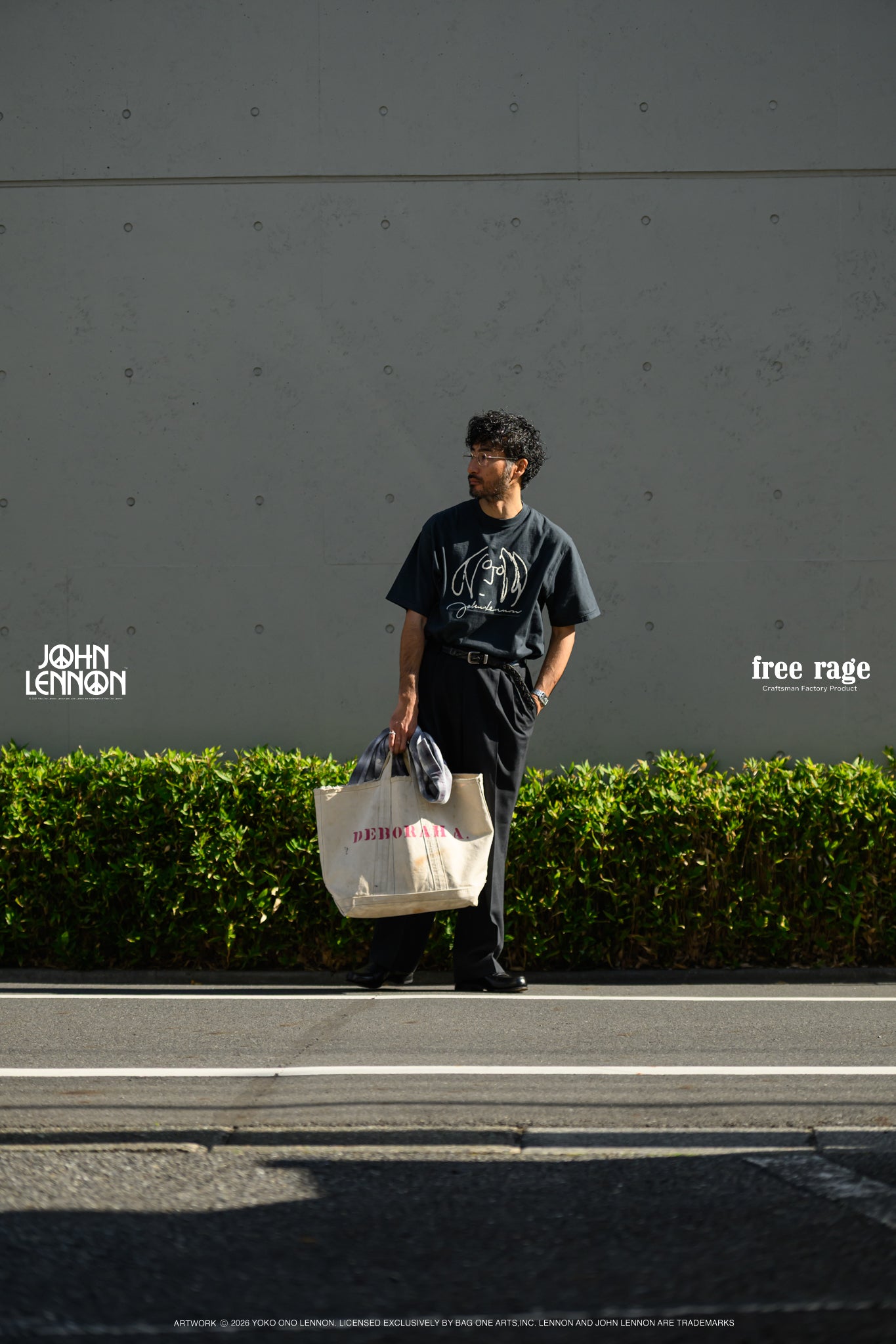 【John Lennon×free rage】ART リサイクルコットン半袖Tシャツ