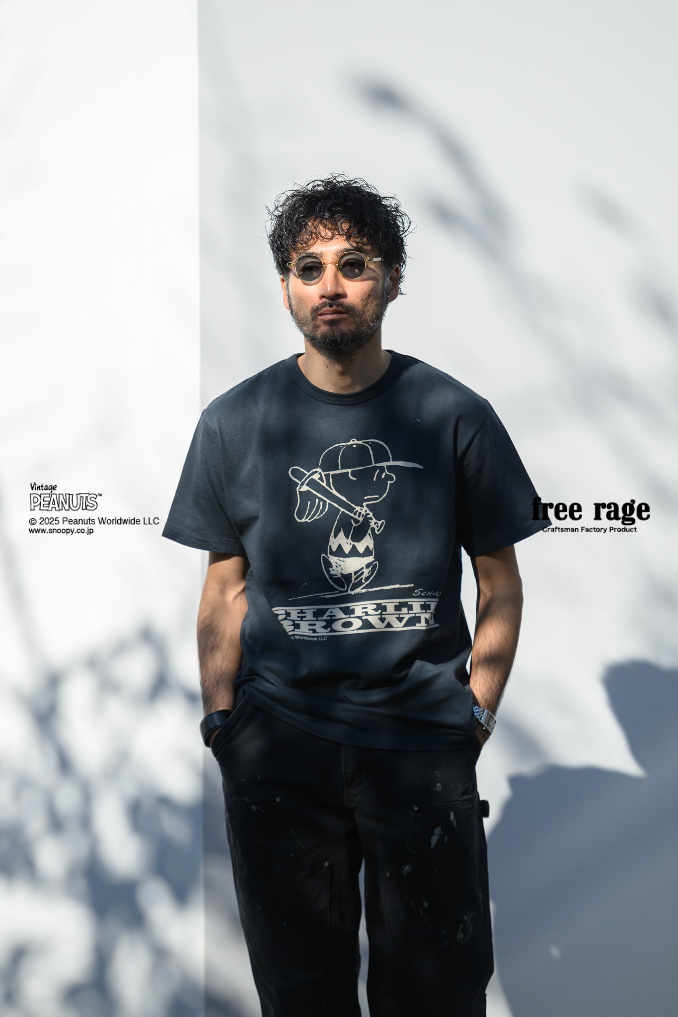 予約商品・【PEANUTS×free rage】CharlieBrown リサイクルコットン半袖Tシャツ