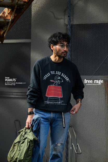 予約商品・【PEANUTS×free rage】FLYING ACE ラグランクルースウェット