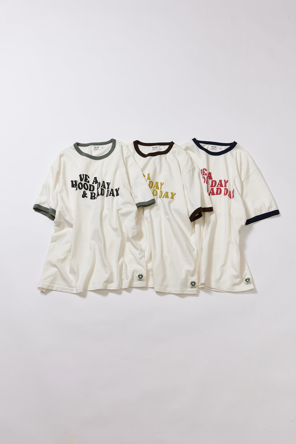 "HAVE A GOOD DAY & BAD DAY" リサイクルコットンリンガーTee