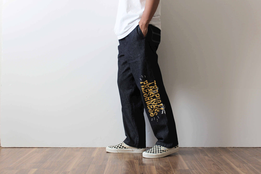 【予約商品】"TROPICAL FRESHNESS" ハンドペイントデニムパンツ