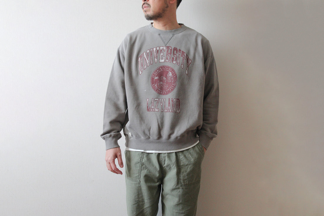 予約商品・"LAZYLAND" ハンドクラフト裏毛クルースウェット