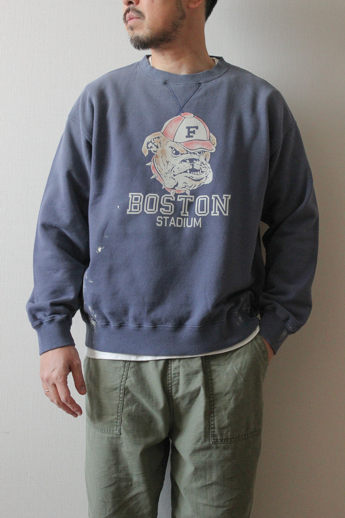 予約商品・"BOSTON STADIUM" ハンドクラフト裏毛クルースウェット