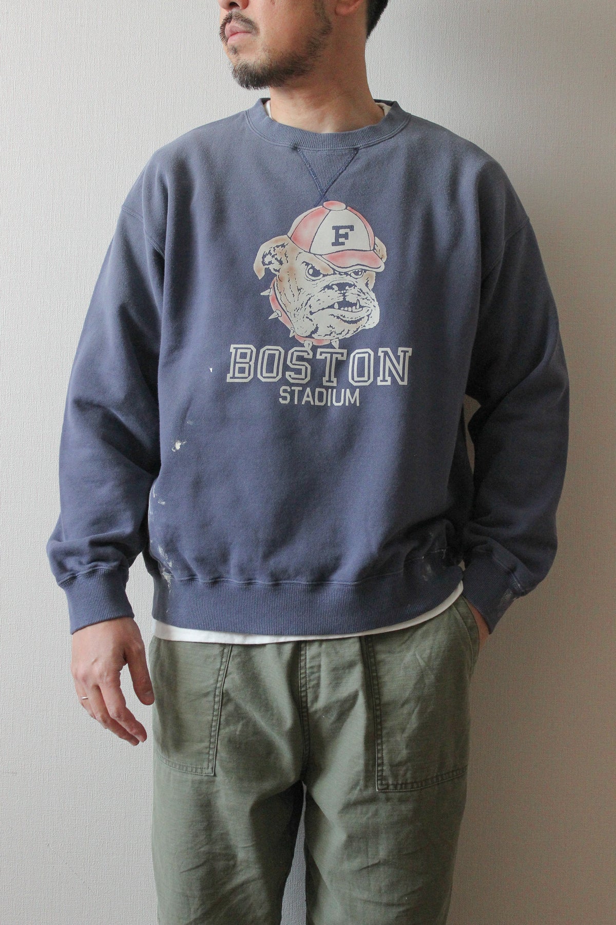 予約商品・"BOSTON STADIUM" ハンドクラフト裏毛クルースウェット