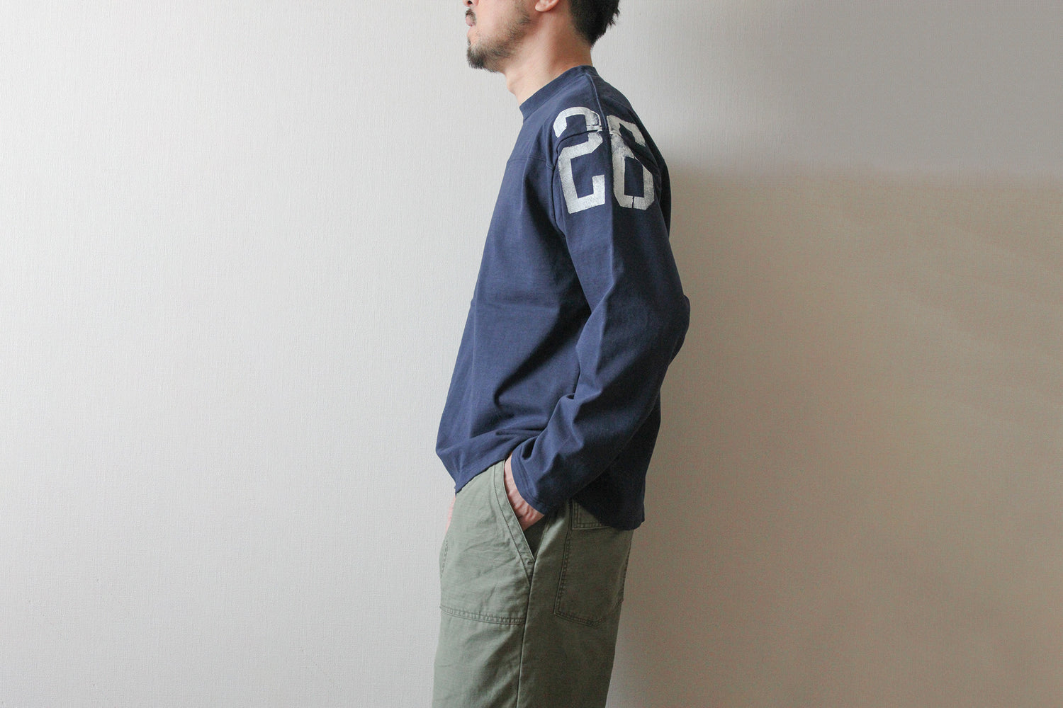 【受注予約】ハンドクラフト ラフ&amp;タフ フットボール長袖Tシャツ／Number Roller Paint
