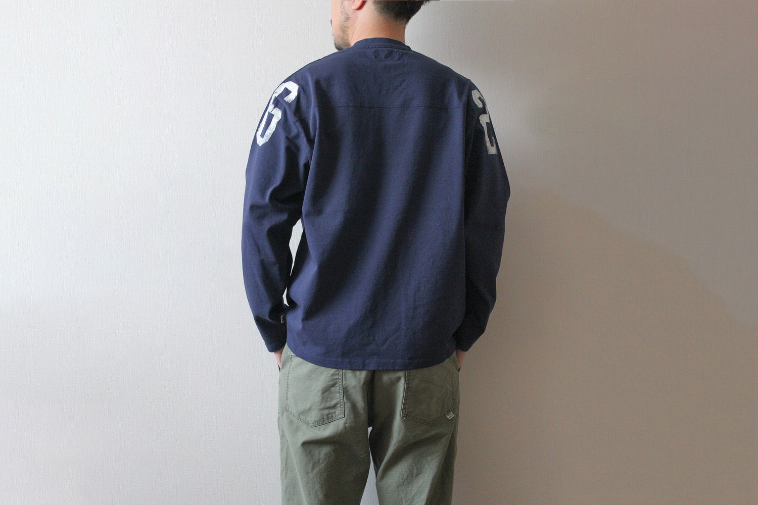 【受注予約】ハンドクラフト ラフ&amp;タフ フットボール長袖Tシャツ／Number Roller Paint