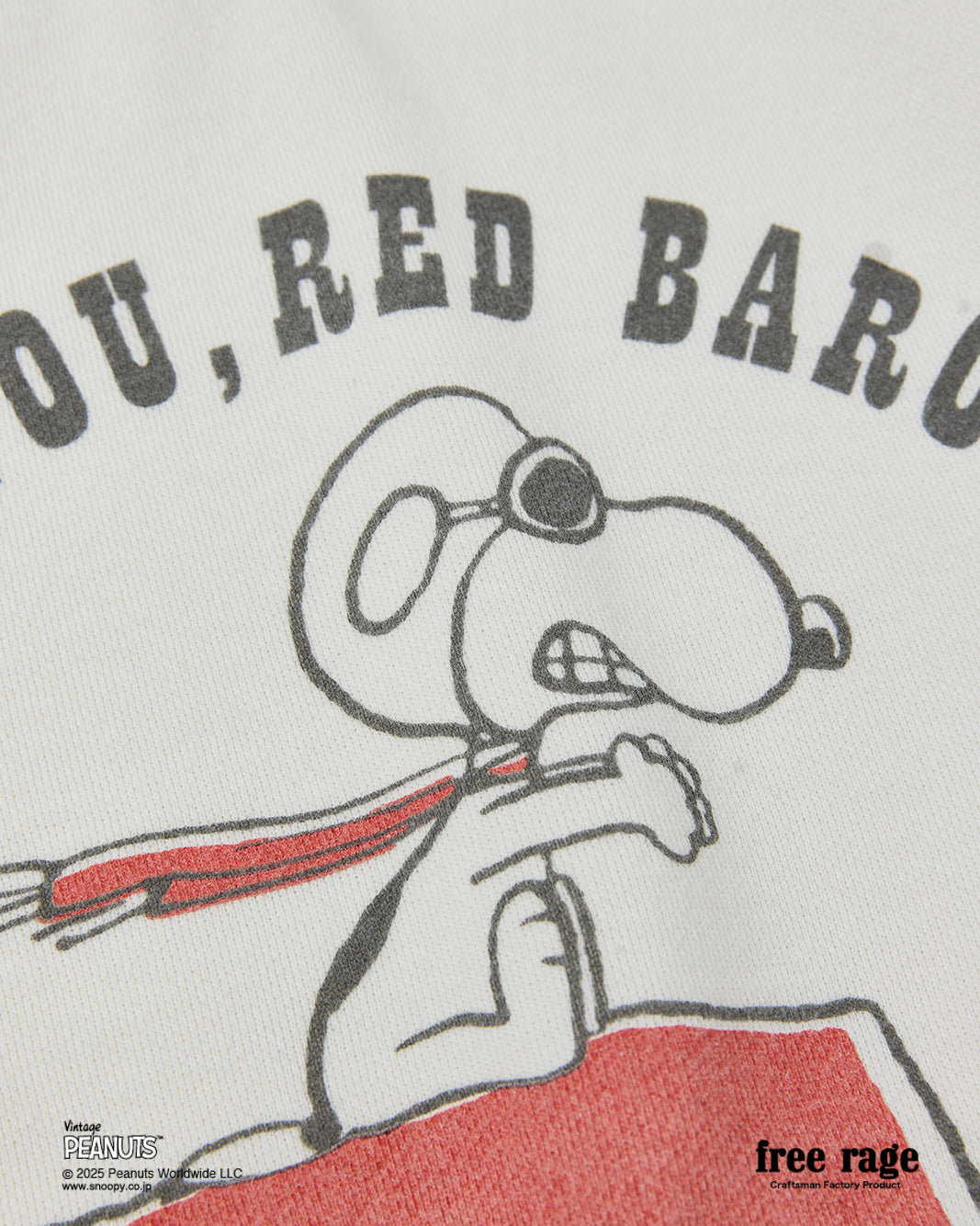 予約商品・【PEANUTS×free rage】FLYING ACE ラグランクルースウェット