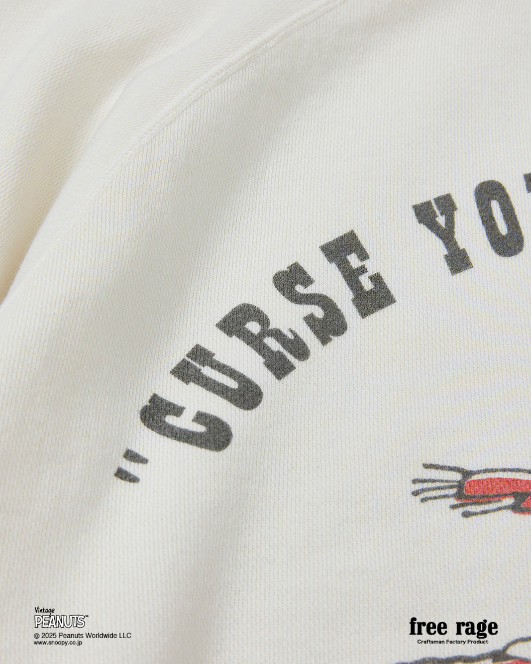 予約商品・【PEANUTS×free rage】FLYING ACE ラグランクルースウェット