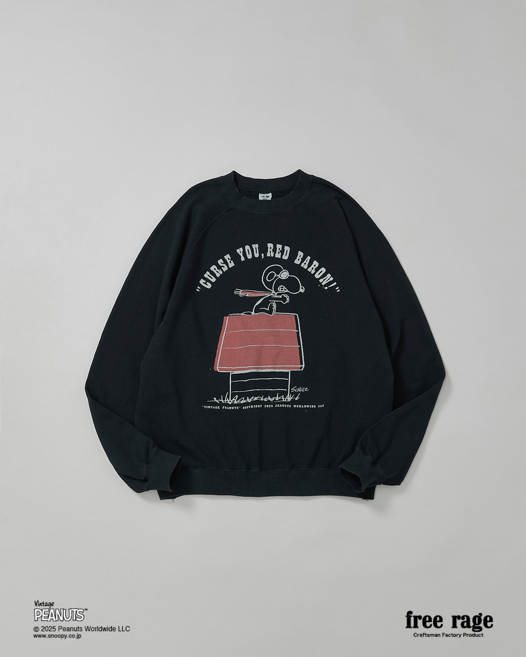 予約商品・【PEANUTS×free rage】FLYING ACE ラグランクルースウェット