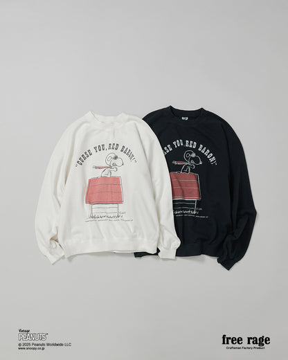 予約商品・【PEANUTS×free rage】FLYING ACE ラグランクルースウェット