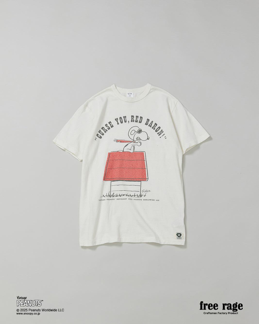 予約商品・【PEANUTS×free rage】FLYING ACE リサイクルコットン半袖Tシャツ