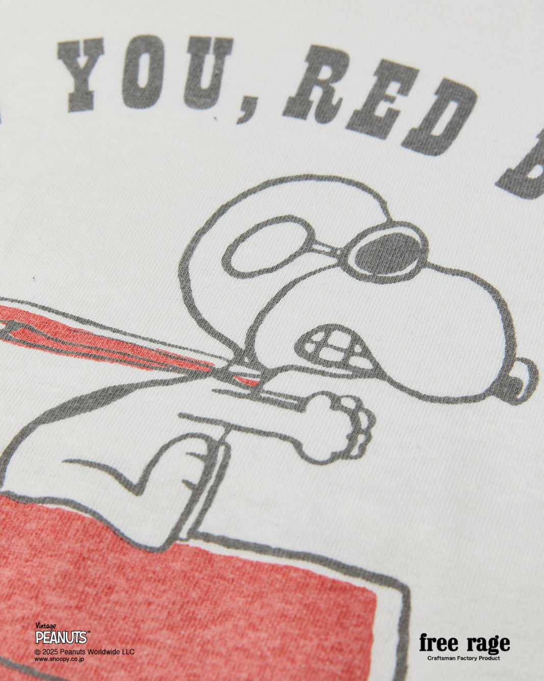 予約商品・【PEANUTS×free rage】FLYING ACE リサイクルコットン半袖Tシャツ