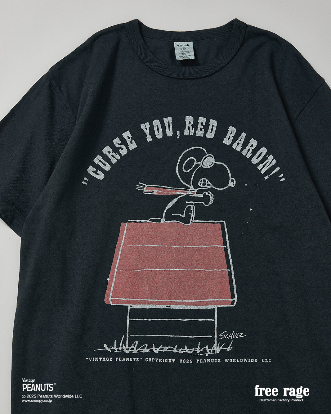 予約商品・【PEANUTS×free rage】FLYING ACE リサイクルコットン半袖Tシャツ