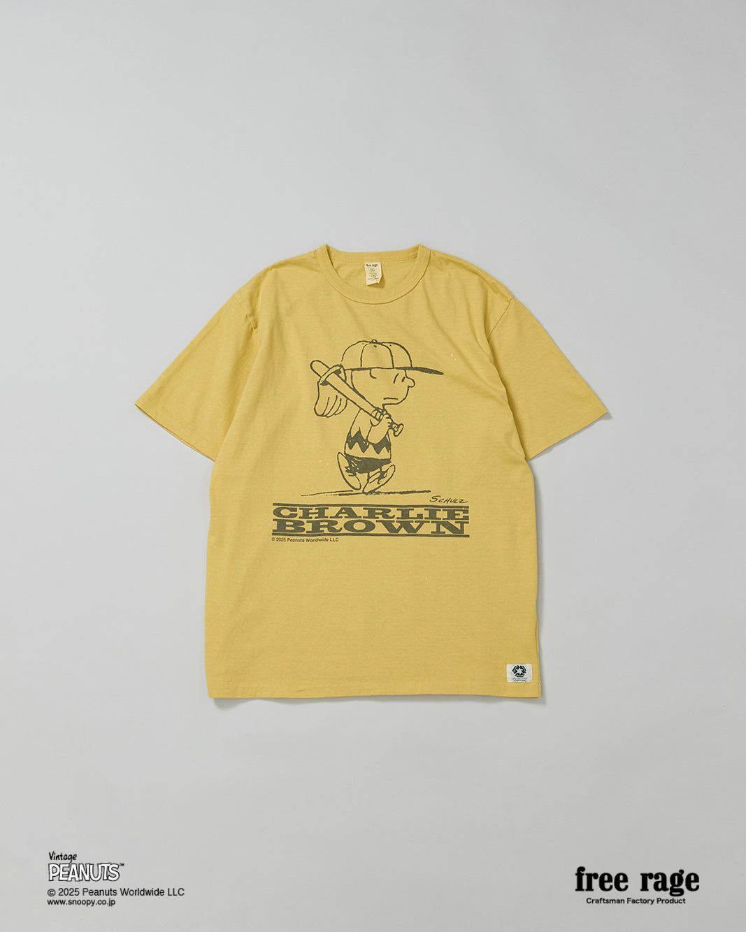 予約商品・【PEANUTS×free rage】CharlieBrown リサイクルコットン半袖Tシャツ