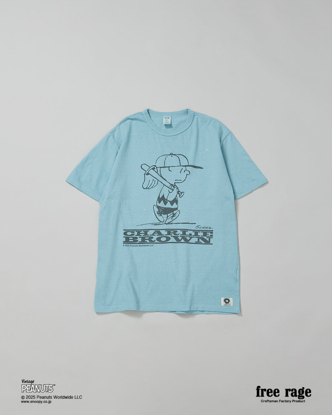 予約商品・【PEANUTS×free rage】CharlieBrown リサイクルコットン半袖Tシャツ