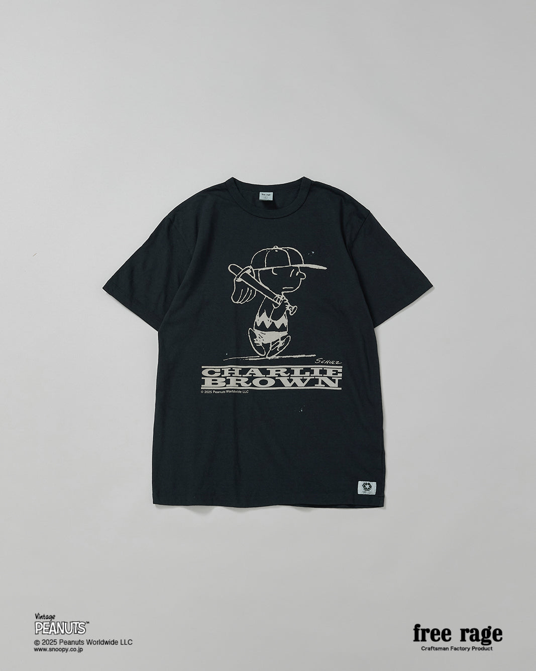 Tシャツ(半袖/袖なし) CHARLIE BROWN T-SHIRT STAMMBAUM PEANUTS×free rage】CharlieBrown リサイクルコットン半袖Tシャツ