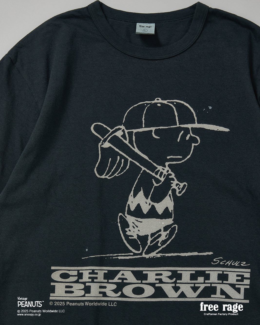 予約商品・【PEANUTS×free rage】CharlieBrown リサイクルコットン半袖Tシャツ