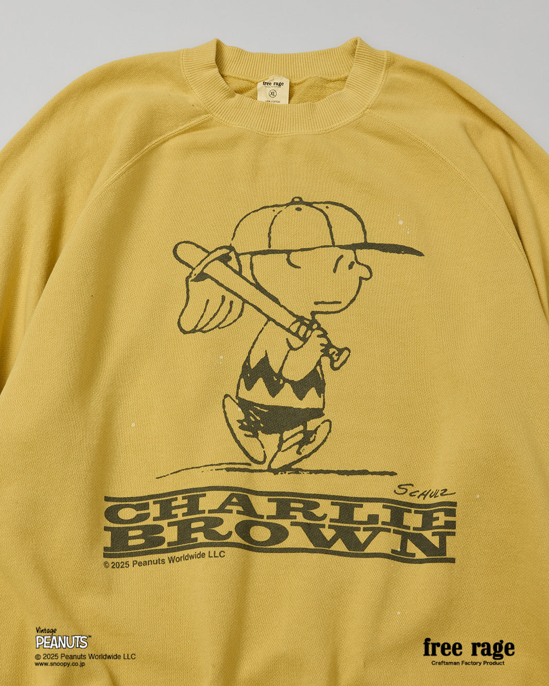 予約商品・【PEANUTS×free rage】CharlieBrown ラグランクルー