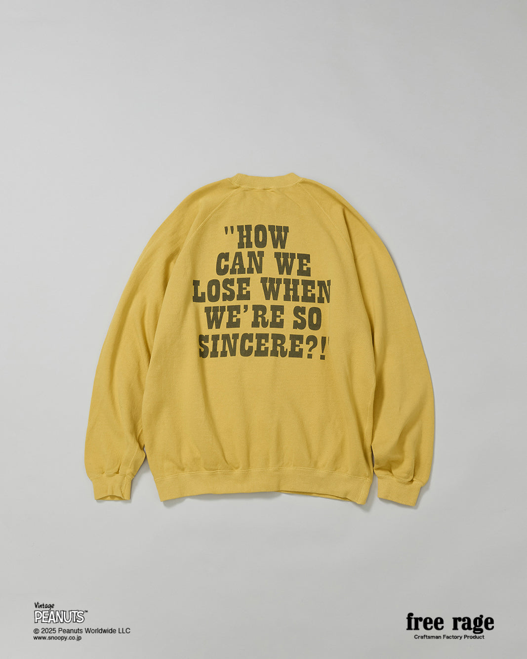 予約商品・【PEANUTS×free rage】CharlieBrown ラグランクルースウェット
