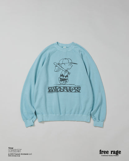 予約商品・【PEANUTS×free rage】CharlieBrown ラグランクルースウェット