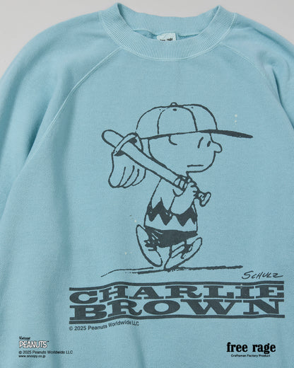 予約商品・【PEANUTS×free rage】CharlieBrown ラグランクルースウェット