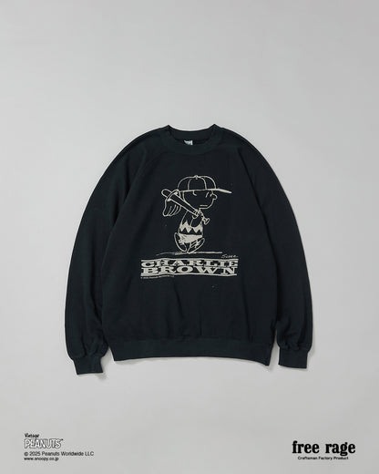 予約商品・【PEANUTS×free rage】CharlieBrown ラグランクルースウェット