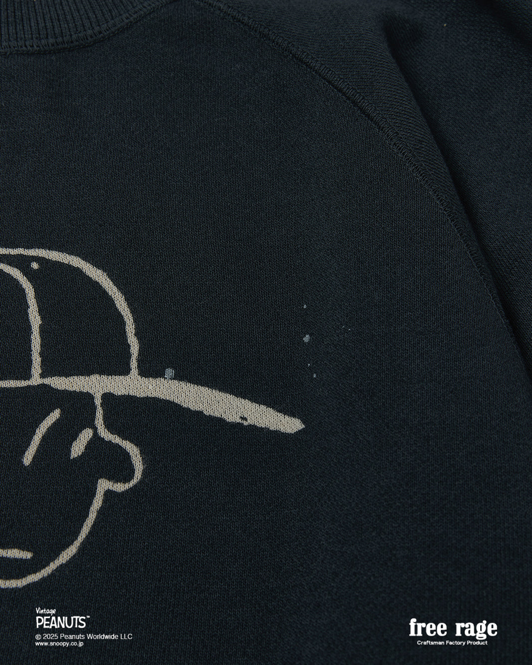予約商品・【PEANUTS×free rage】CharlieBrown ラグランクルースウェット