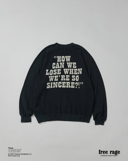 予約商品・【PEANUTS×free rage】CharlieBrown ラグランクルースウェット