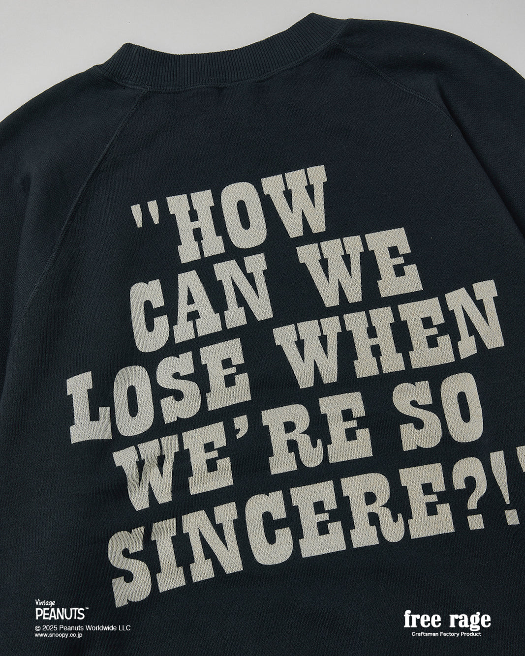 予約商品・【PEANUTS×free rage】CharlieBrown ラグランクルースウェット