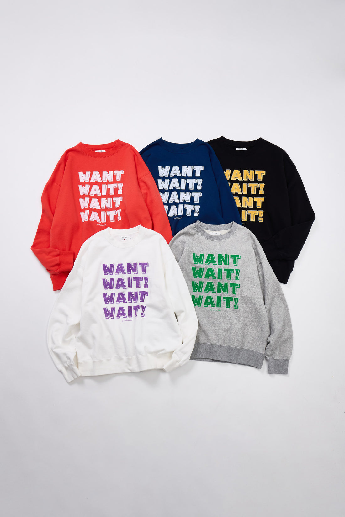 "WANT,WAIT!" 裏毛クルースウェット