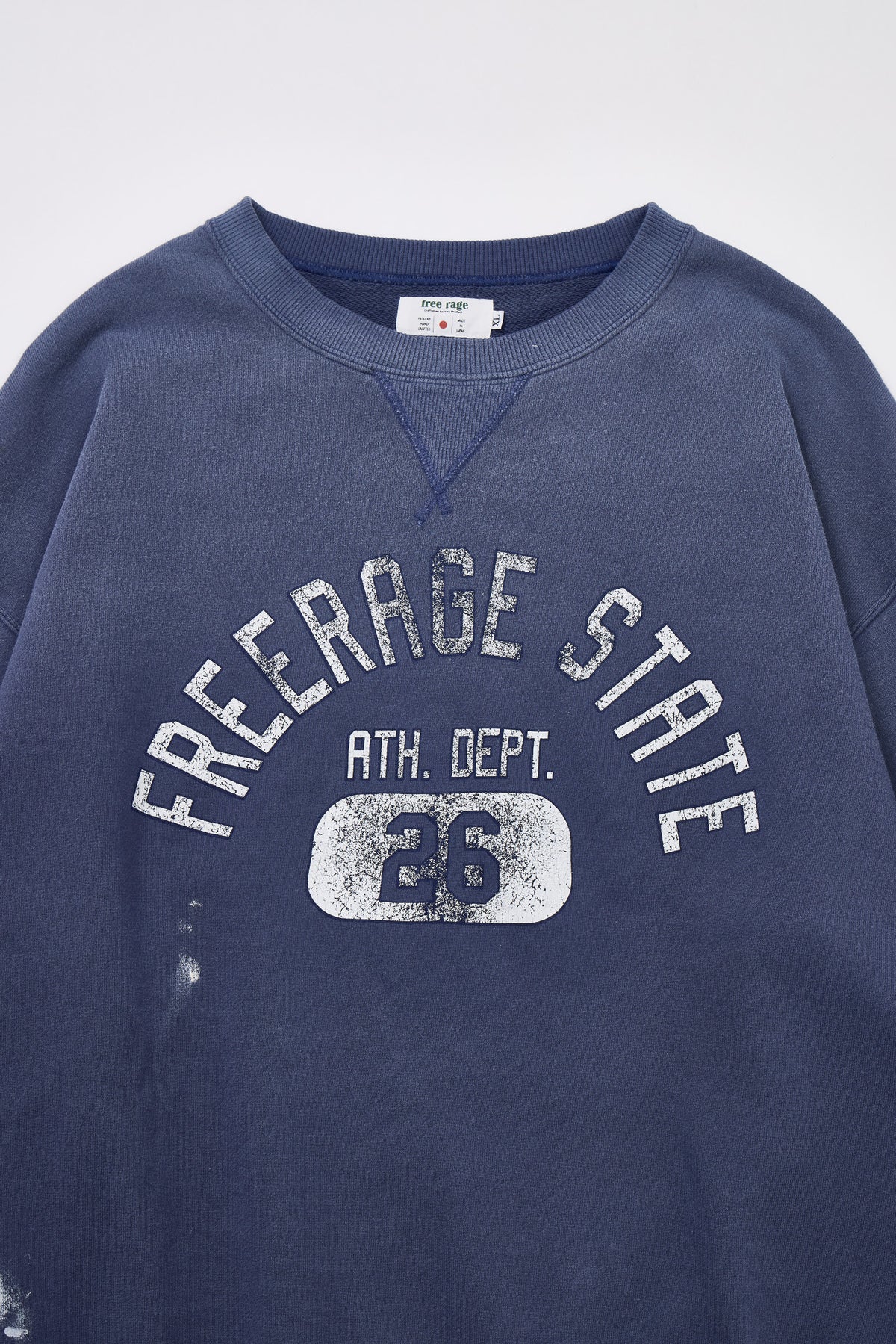 予約商品・"FREERAGE STATE" ハンドクラフト裏毛クルースウェット