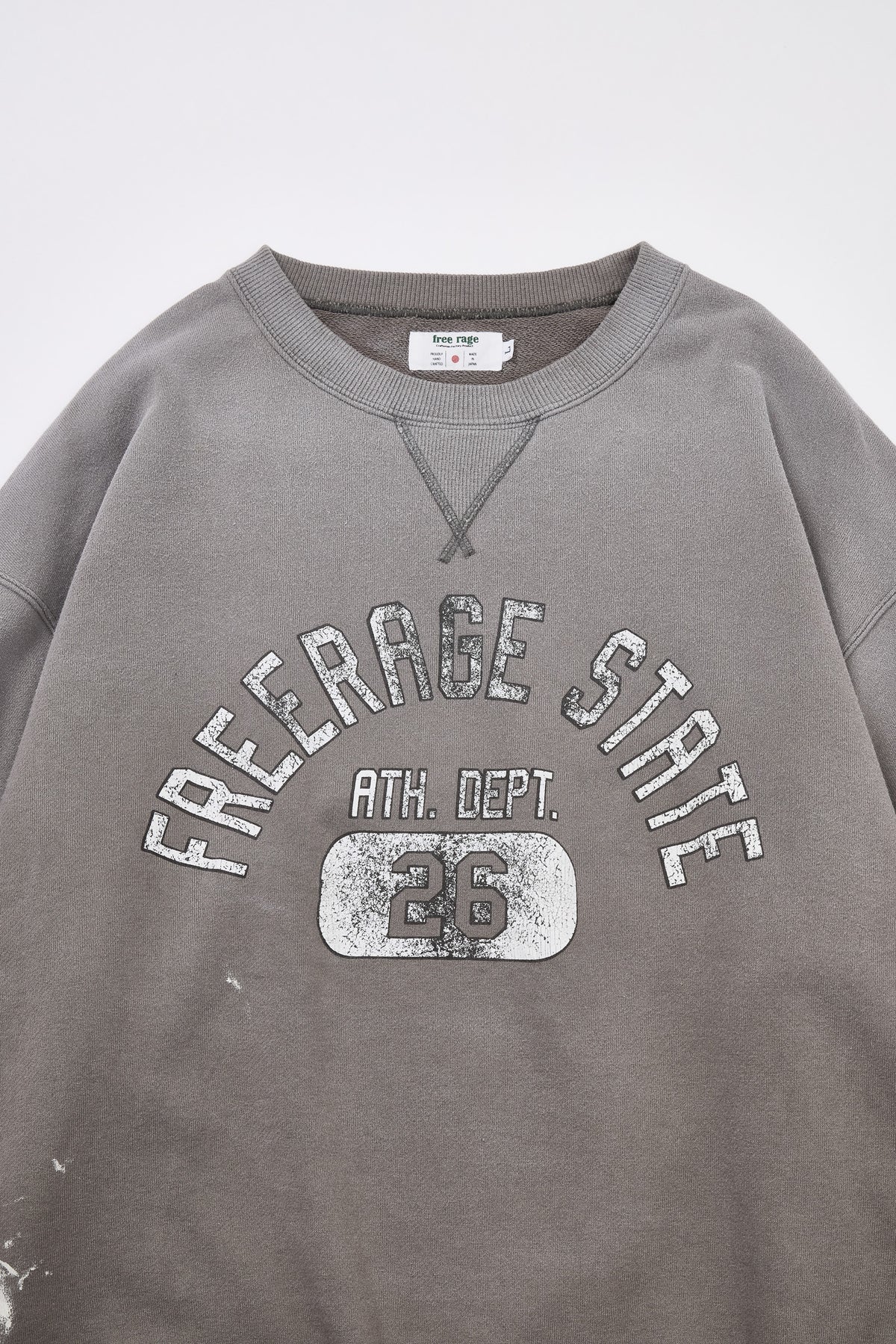 予約商品・"FREERAGE STATE" ハンドクラフト裏毛クルースウェット