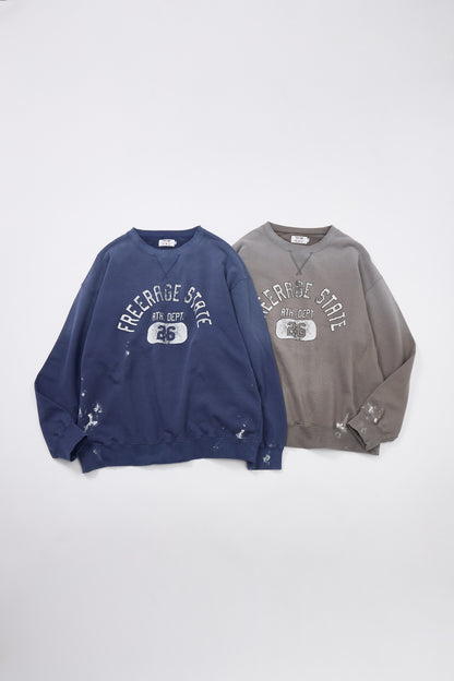 予約商品・"FREERAGE STATE" ハンドクラフト裏毛クルースウェット