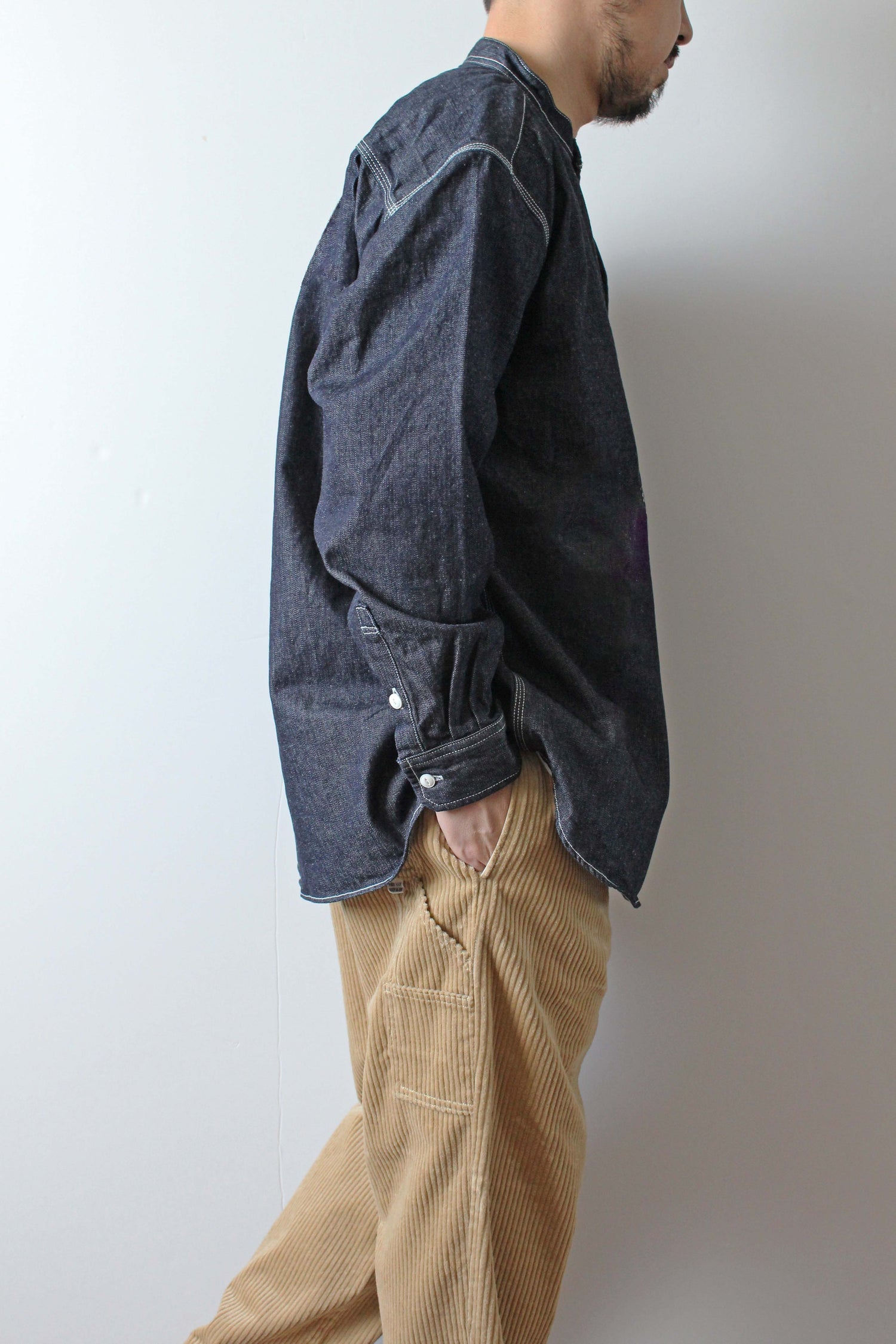 &quot;Standard&quot; ノーカラーデニムシャツ