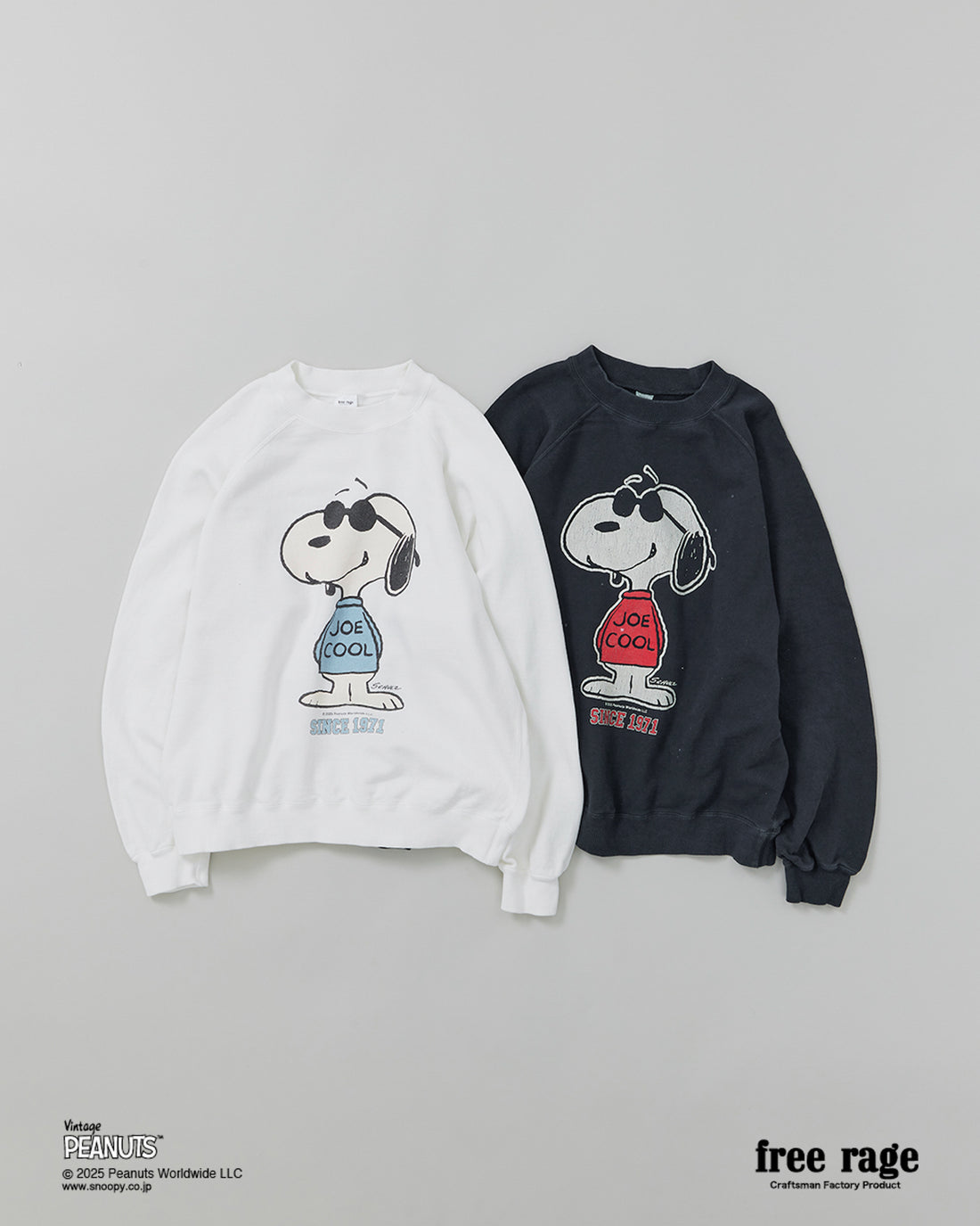 予約・【PEANUTS×free rage】JOE COOL ラグランクルースウェット