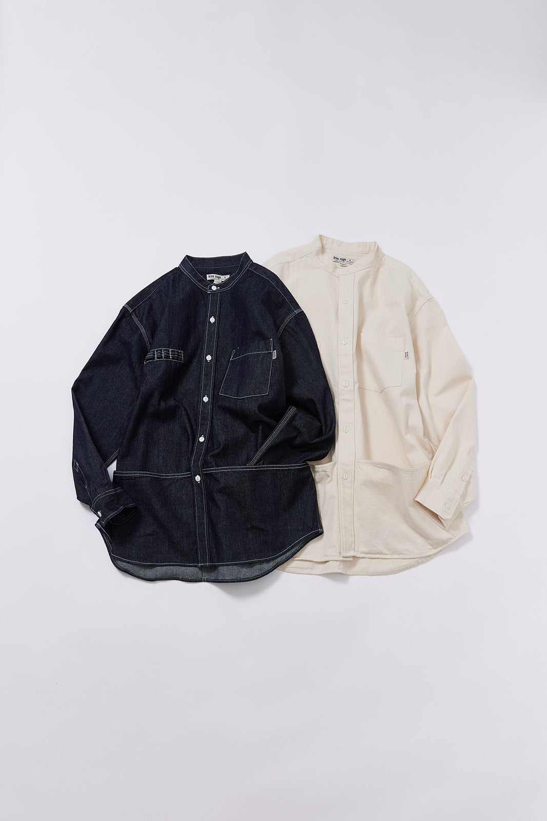 【サンプル】&quot;PLAY WORK&quot; ノーカラーデニムシャツ