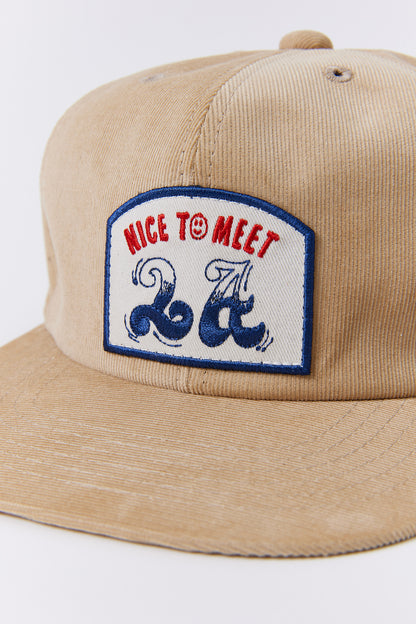 &quot;NICE TO MEET...LA&quot; コーデュロイキャップ