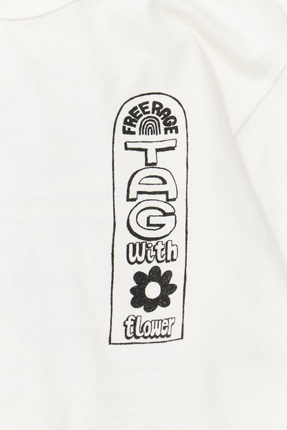 &quot;Tag With Flower&quot; リサイクルコットン長袖Tee