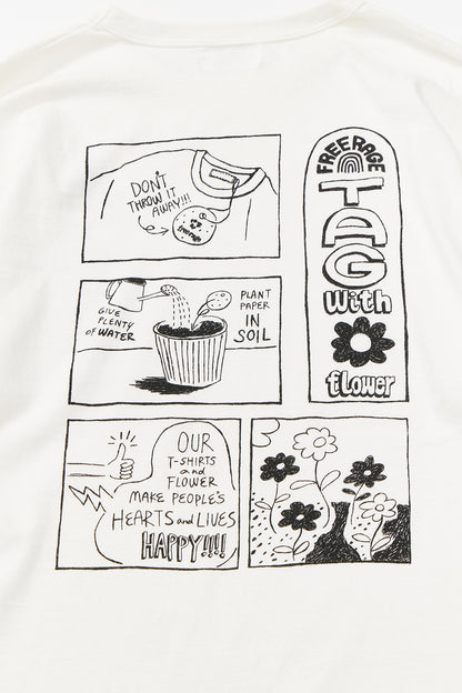 &quot;Tag With Flower&quot; リサイクルコットン長袖Tee