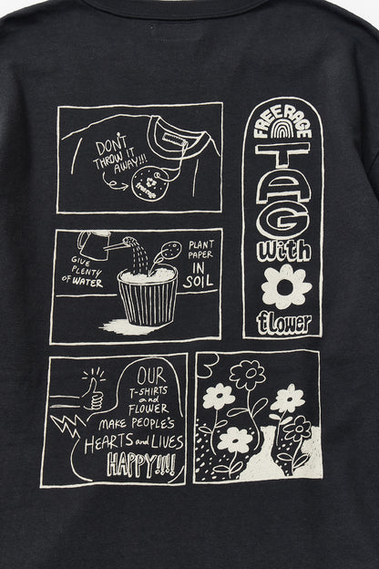 &quot;Tag With Flower&quot; リサイクルコットン長袖Tee