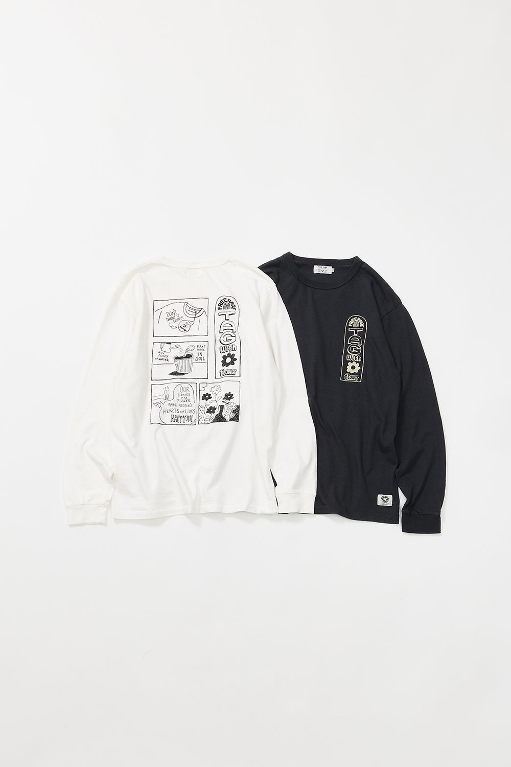 "Tag With Flower" リサイクルコットン長袖Tee