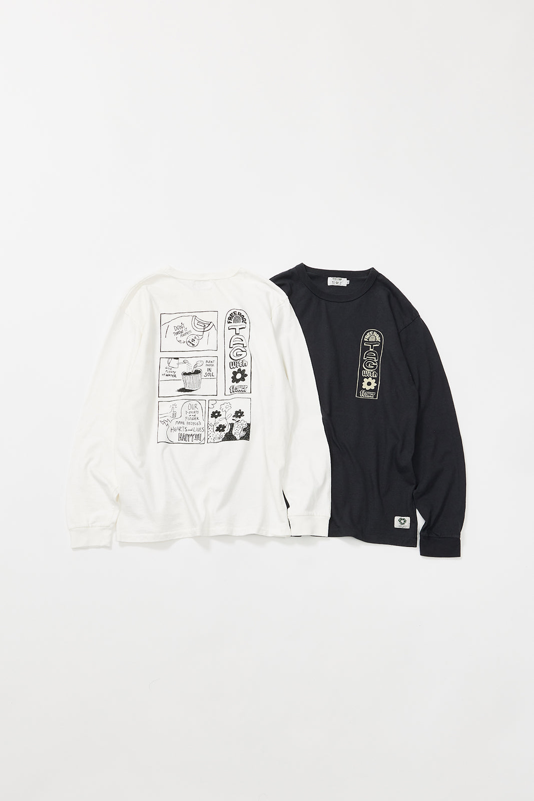 &quot;Tag With Flower&quot; リサイクルコットン長袖Tee