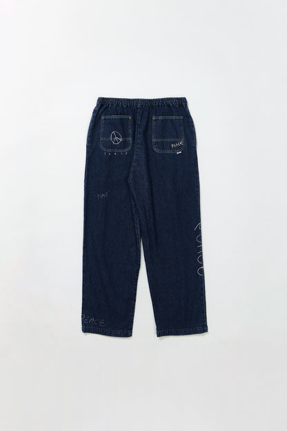 【先行予約商品】"10oz DENIM" ラフ＆タフイージーパンツ -Hand Paint-／ALL WE NEED IS PEACE
