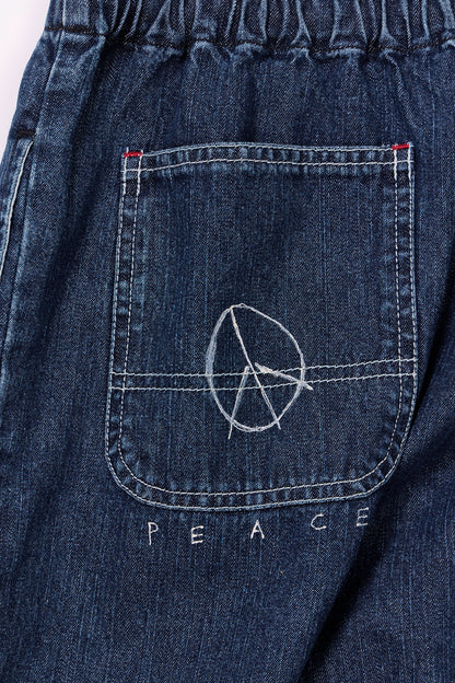 【先行予約商品】"10oz DENIM" ラフ＆タフイージーパンツ -Hand Paint-／ALL WE NEED IS PEACE