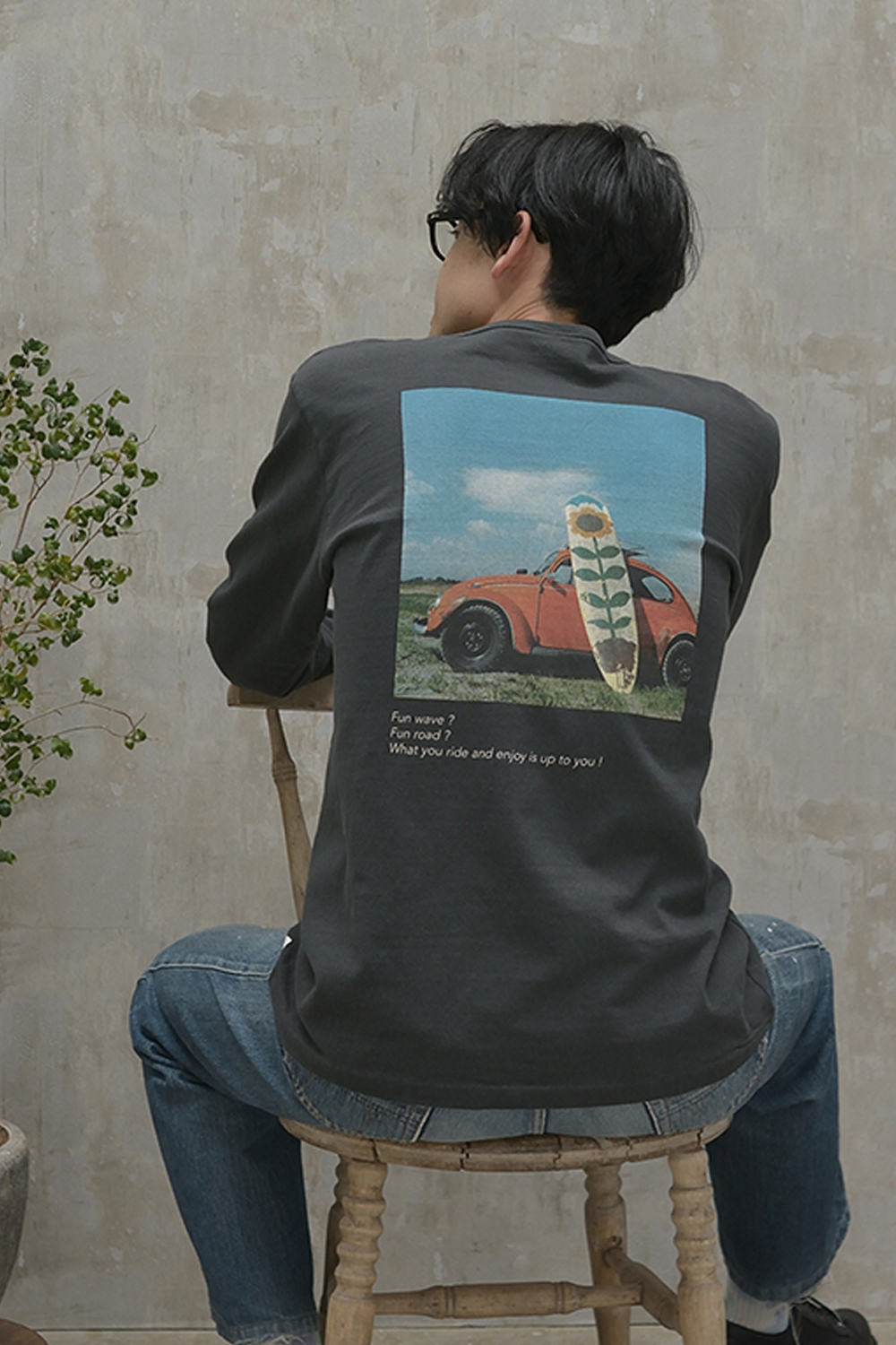 &quot;愛車と向日葵&quot; リサイクルコットンロンTee