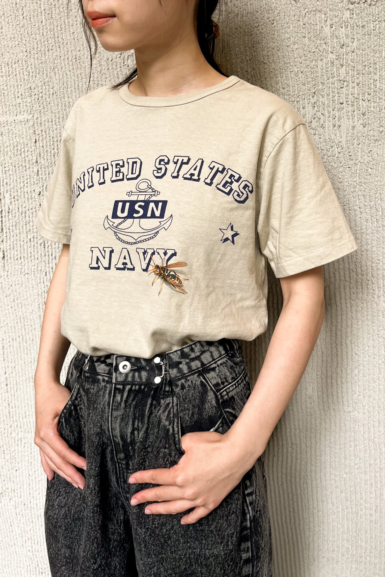 ★ ほぼOFF Tシャツ ★ エコ・森と飛行船・ハギレ・石・ボタン